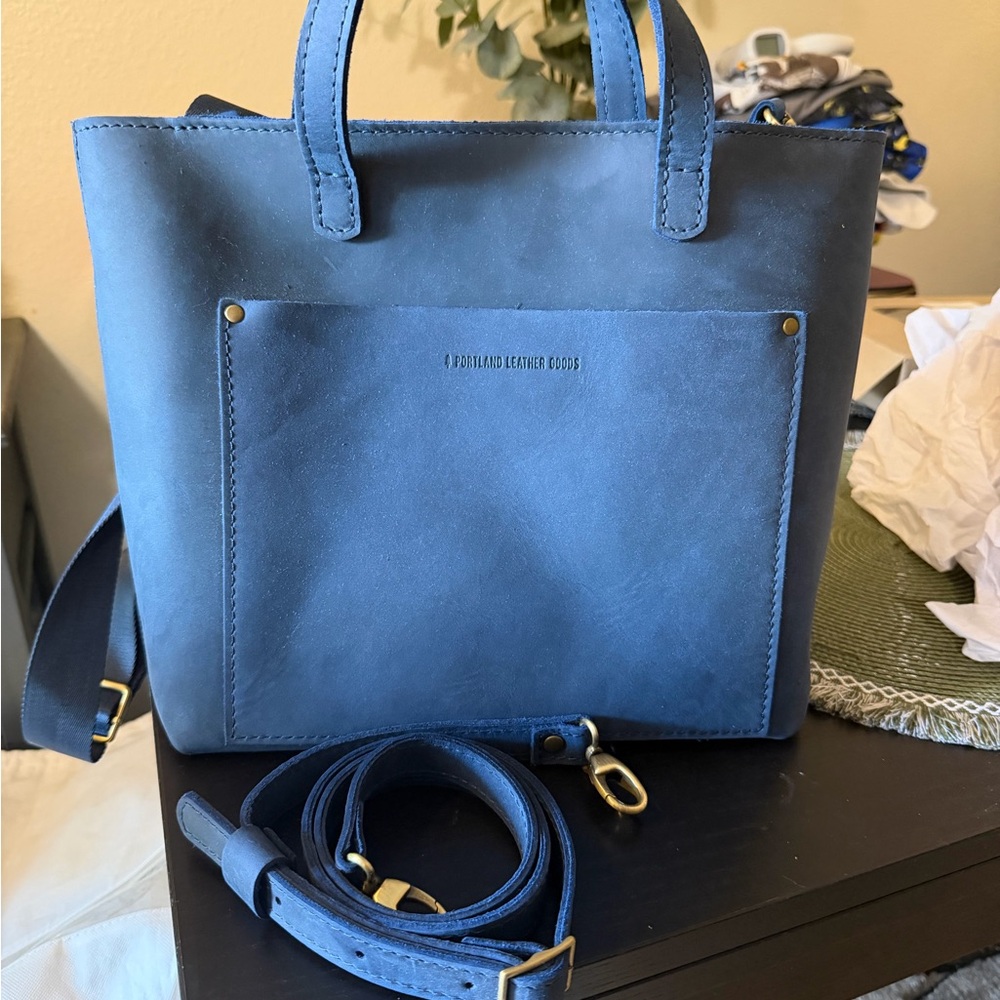 PLG Medium Zip Crossbody in Deep Water with matching multi strap